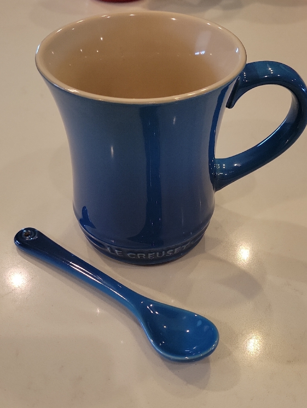 Le Creuset Retired Blue Tea Mug With Cafe Spoon